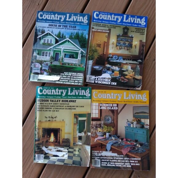 Vtg. Bundle Of 4 1992 Country Living Magazines Craft Decor Ads Idea Scrapbooking - Picture 1 of 12